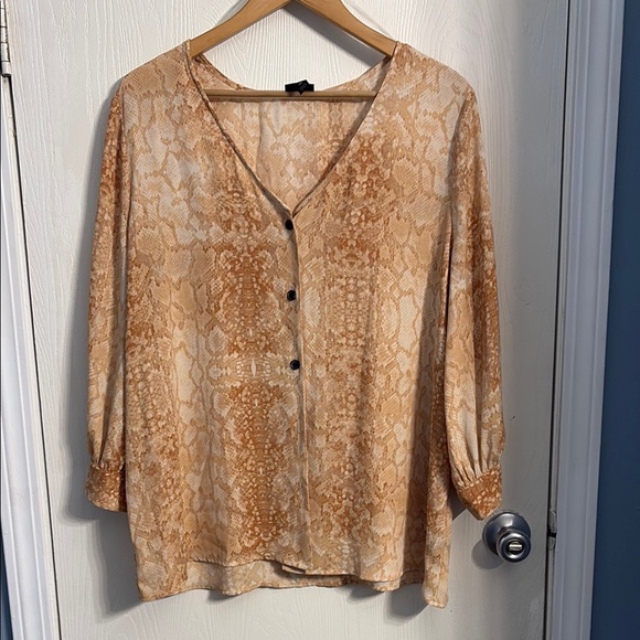 Worthington Tan Button-Down Blouse - Picture 2 of 6